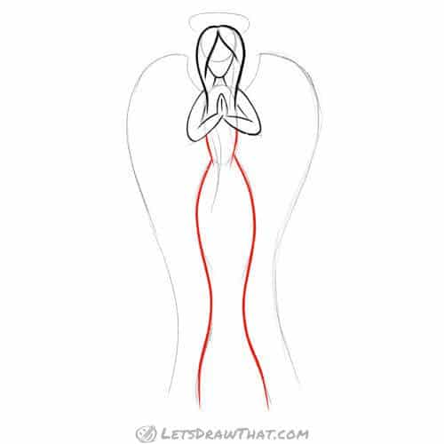 Drawing step: Draw the body and skirt