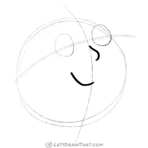 Drawing step: Place the face features – eyes, nose and mouth