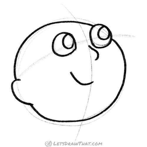 Drawing step: Finish drawing the head