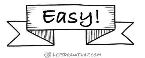 How to draw an easy banner - completed line drawing Finished straight banner drawing