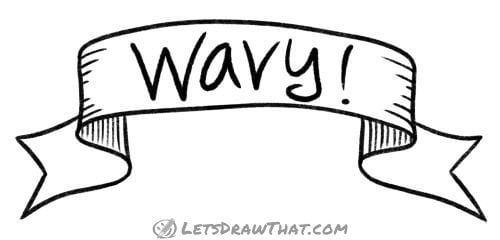 How to draw a wavy banner - completed line drawing Finished wavy banner drawing