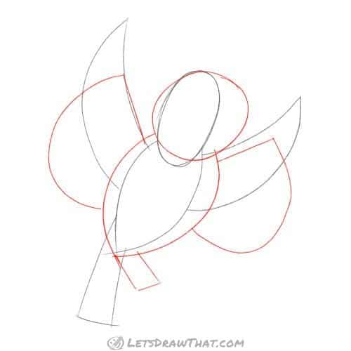 Drawing step: Sketch a wider body and head