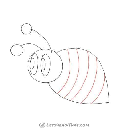 Drawing step: Draw the bumblebee's body stripes