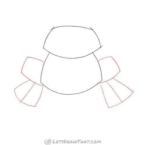 Drawing step: Sketch the frog's rear legs