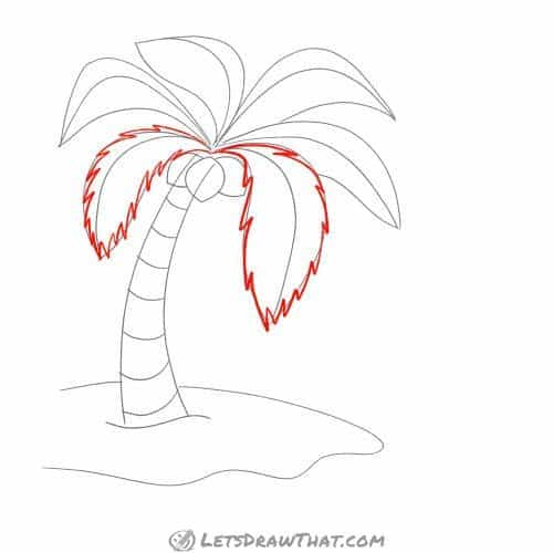 Drawing step: Draw the jagged palm leaf edges
