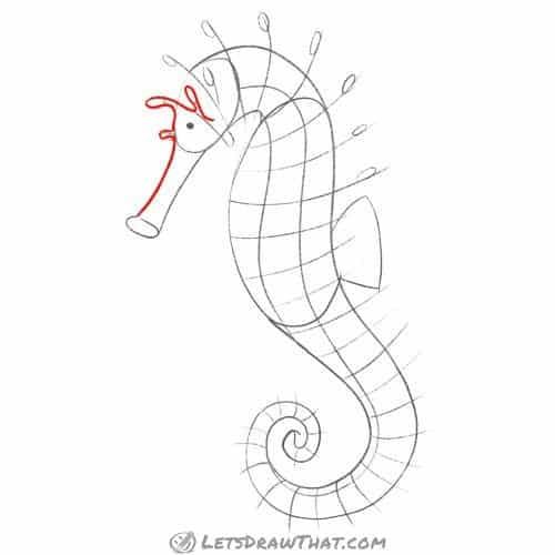 Drawing step: Start outlining the head