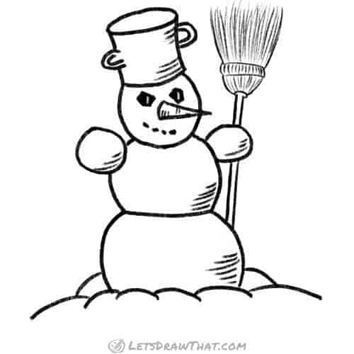 How to draw a snowman: finished outline drawing