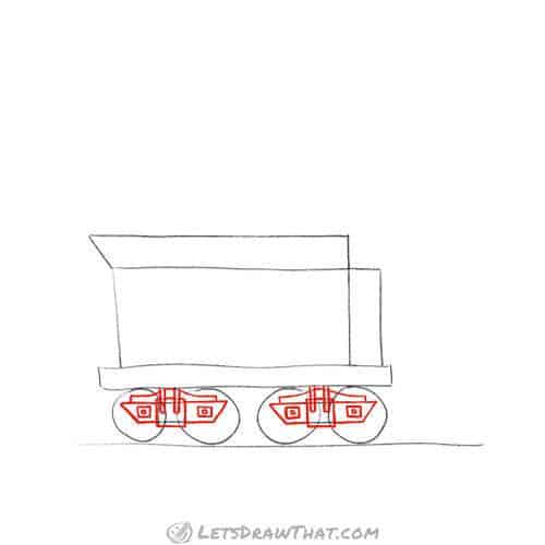 Drawing step: Outline the truck frames