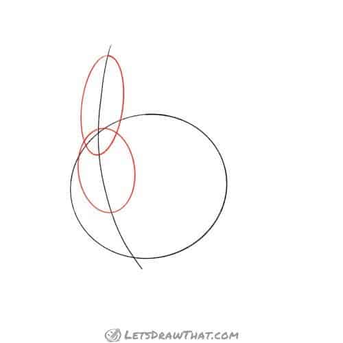 Drawing step: Sketch the head and chest ovals