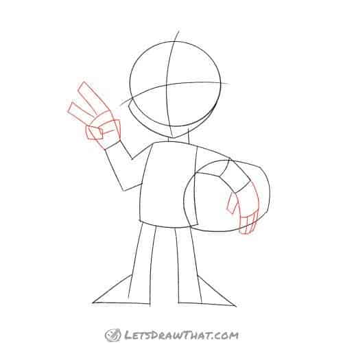 Drawing step: Draw the alien's hands