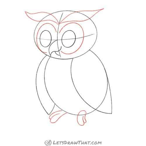 Drawing step: Sketch the mask, ears and feet