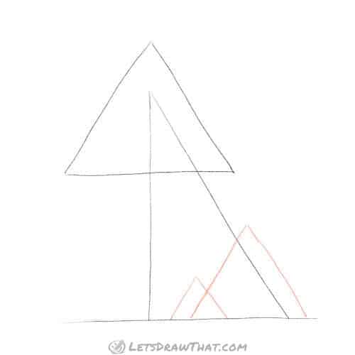 Drawing step: Sketch the shapes for the rear leg