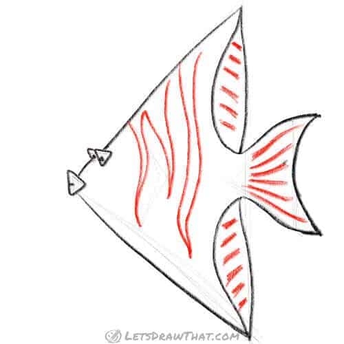 Drawing step: Add the stripes and detail