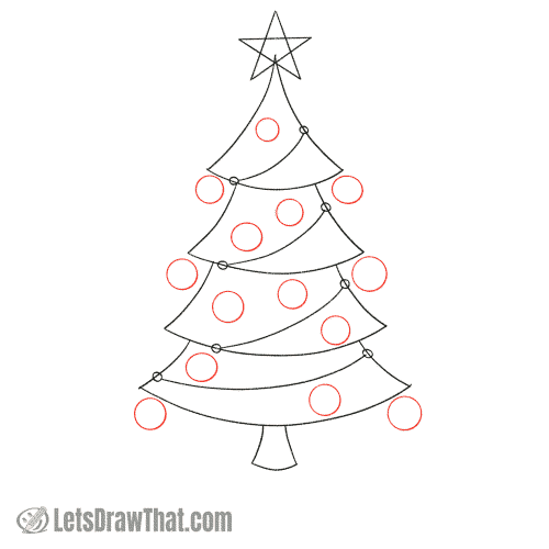 Drawing step: Draw the Christmas bauble decorations