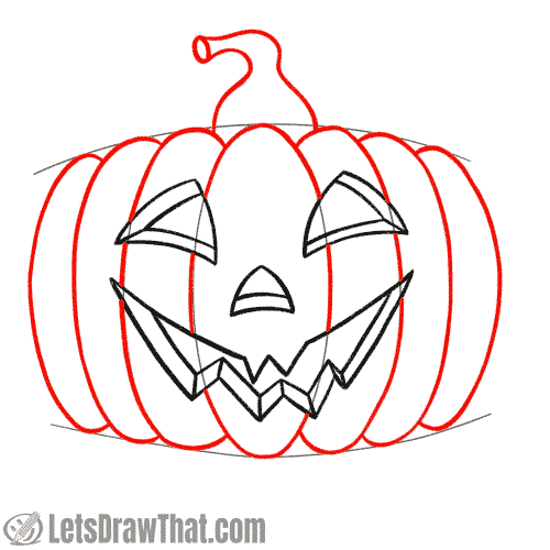 Drawing step: Outline the pumpkin