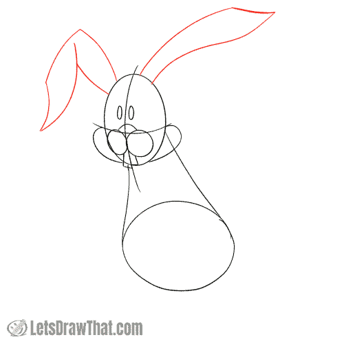 Drawing step: Sketch the bunny's ears