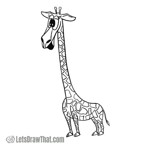 How to draw a giraffe: finished outline drawing