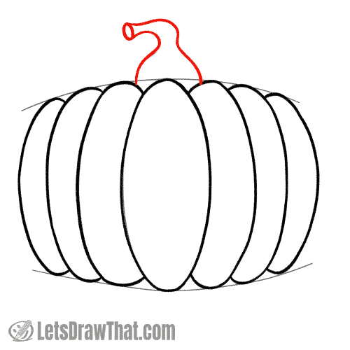 Drawing step: Outline the stem