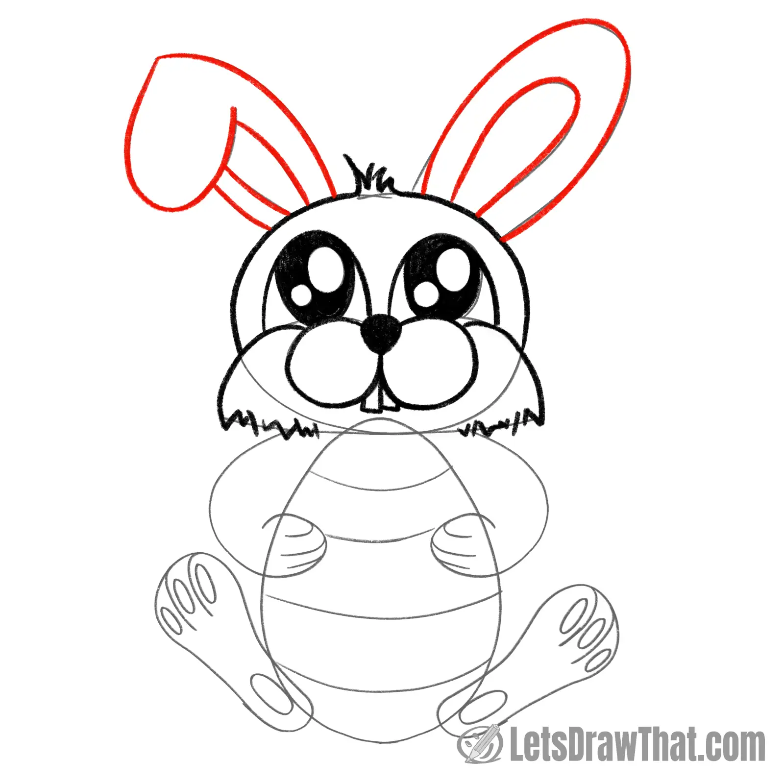 Drawing step: Draw the bunny's ears