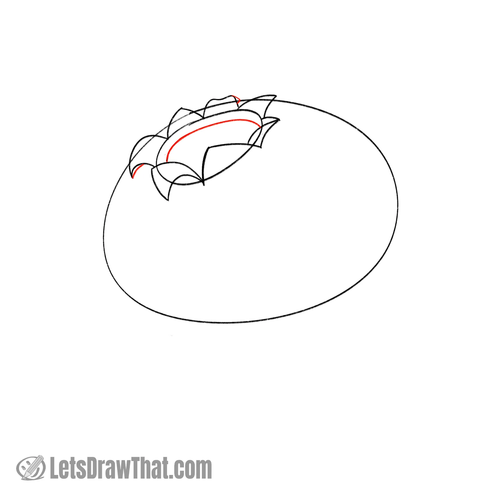 Drawing step: Add final details to the calyx