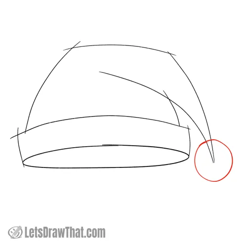Drawing step: Sketch the pom-pom ball