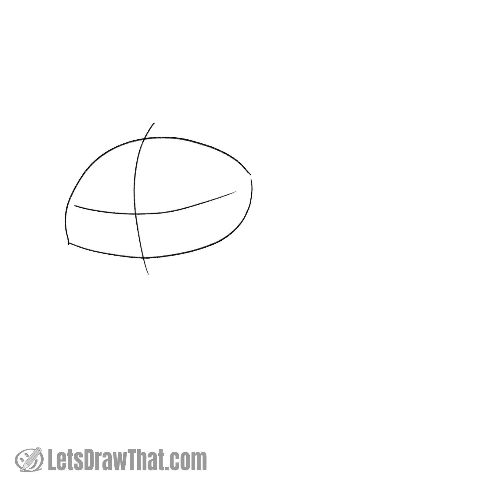 Drawing step: Sketch the base shape for the head
